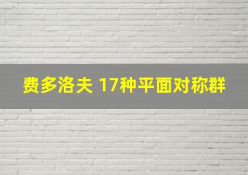 费多洛夫 17种平面对称群